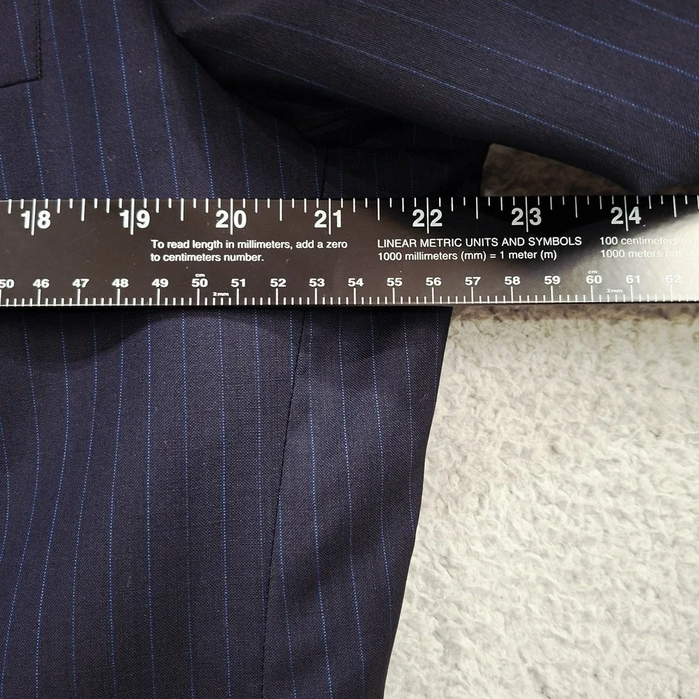 Boss Hugo‎ Boss Navy Light Blue Pinstripe Wool Coat Blazer Double Vented 44R
